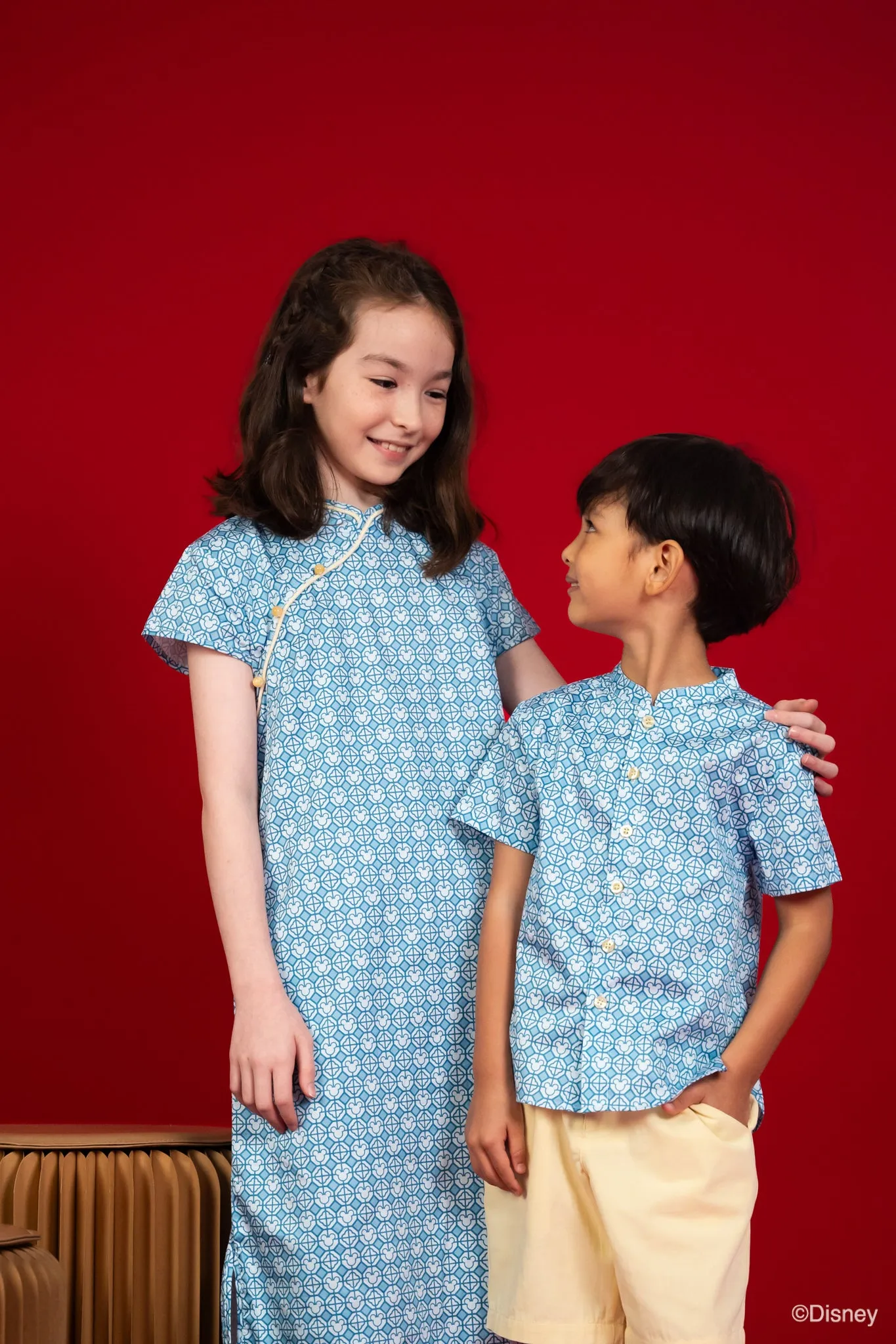 Blue Mickey Tiles Cheongsam | Exclusive Collection | Shop Now