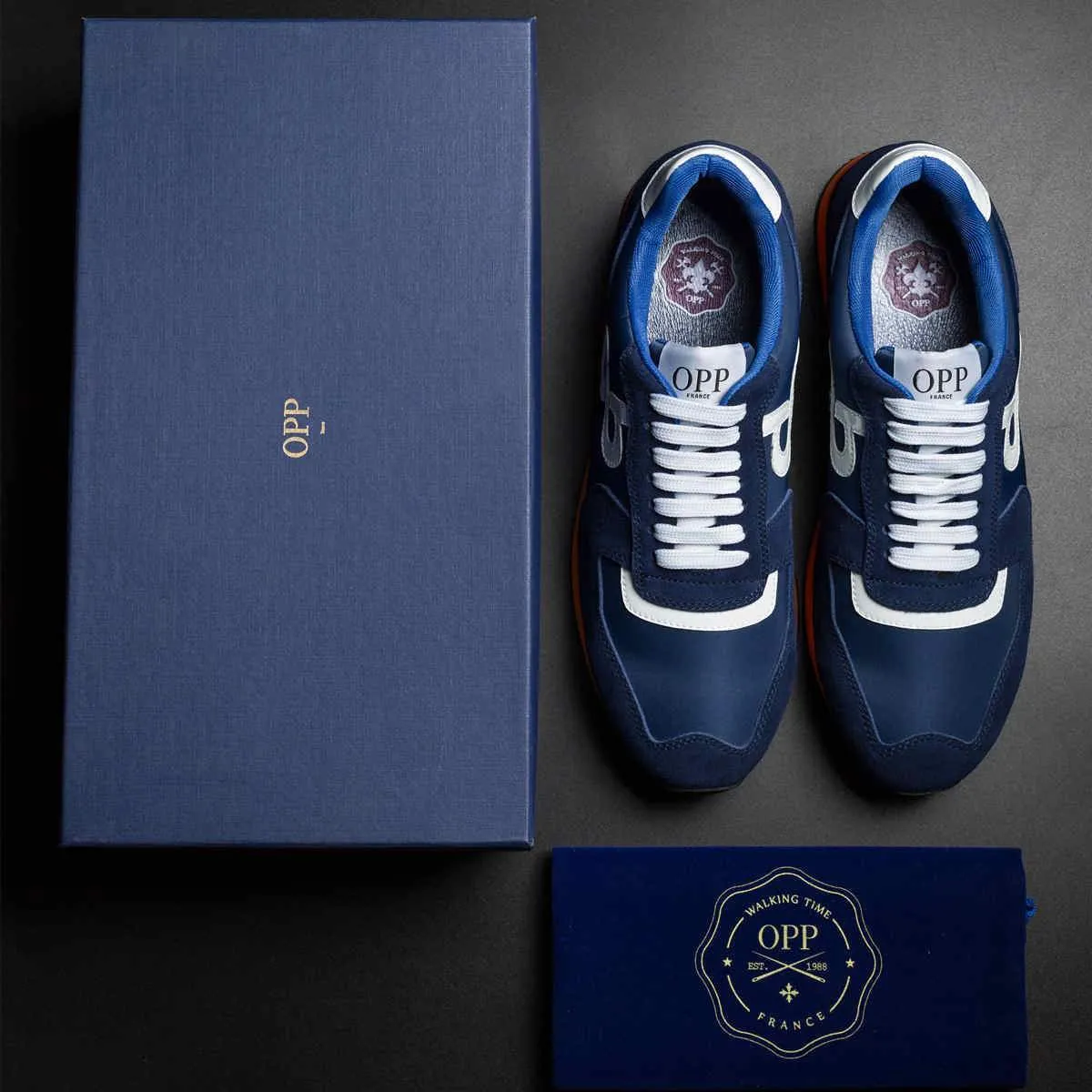 Blue Suede Lace-Up Sneakers