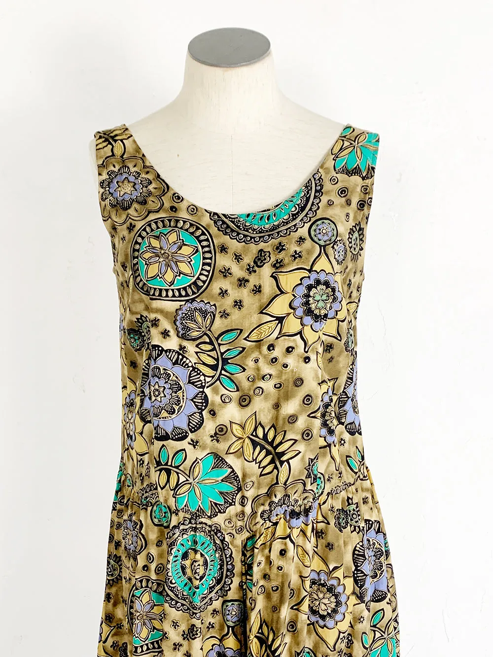 Brown Floral Print Sleeveless Rayon Romper