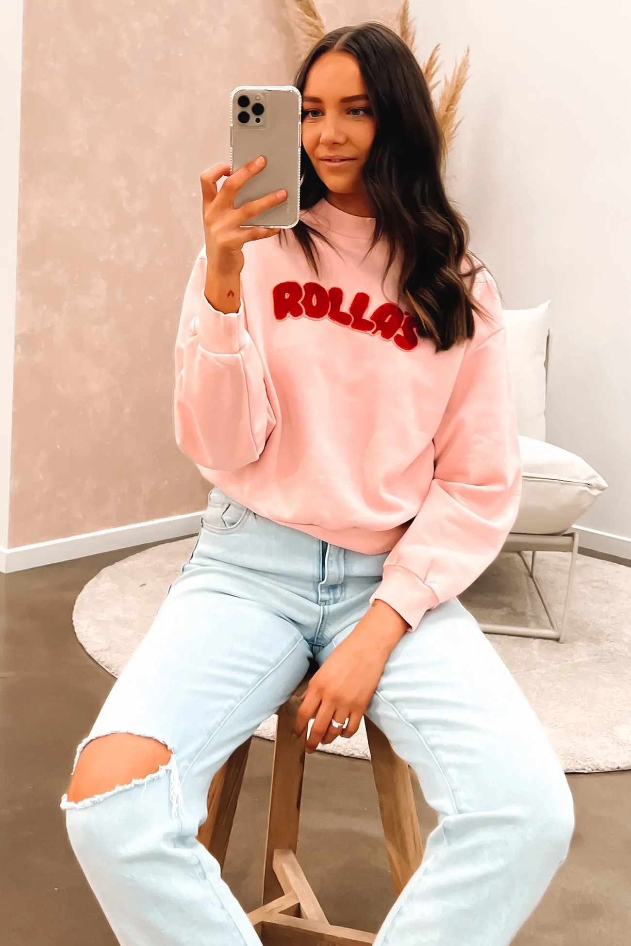 Bubble Logo Slouch Sweater Peony