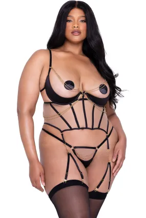 Caged Temptress Bustier Set - 2-Piece Lingerie for Seductive Appeal