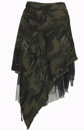 Camo tulle trim skirt