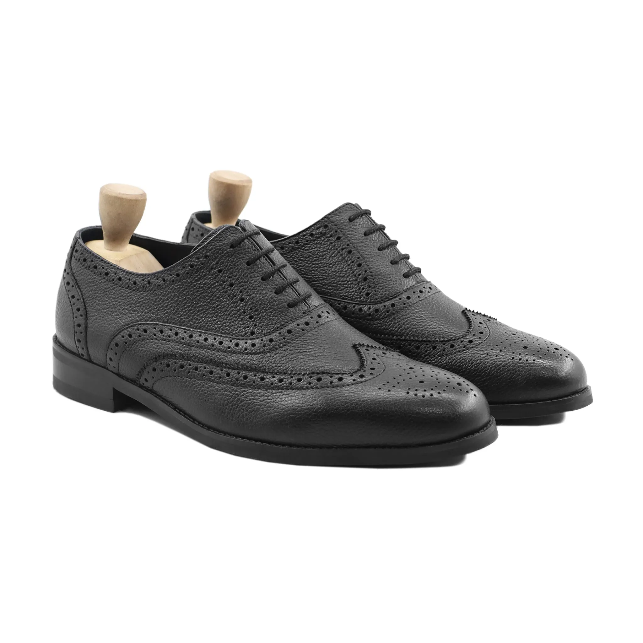 Capellen black oxford shoes - pebble grain leather