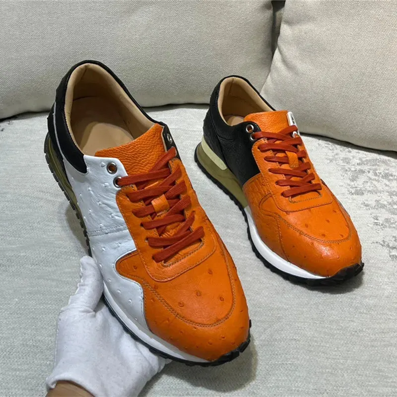 Casual Mixed Color Leather Sneakers - Men and Women, Genuine, Lace-up