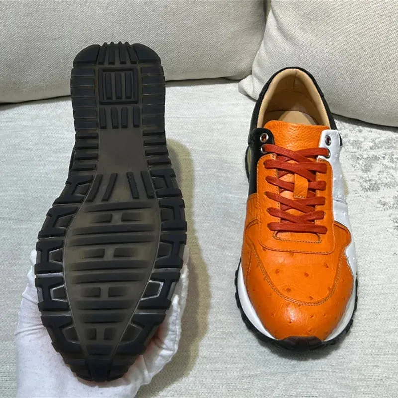 Casual Mixed Color Leather Sneakers - Men and Women, Genuine, Lace-up