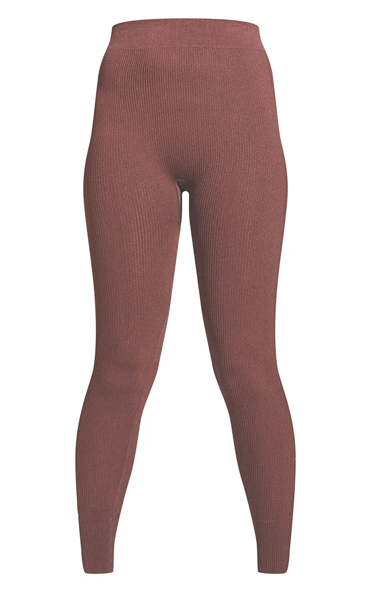 Chocolate Structured Contour Rib Leggings