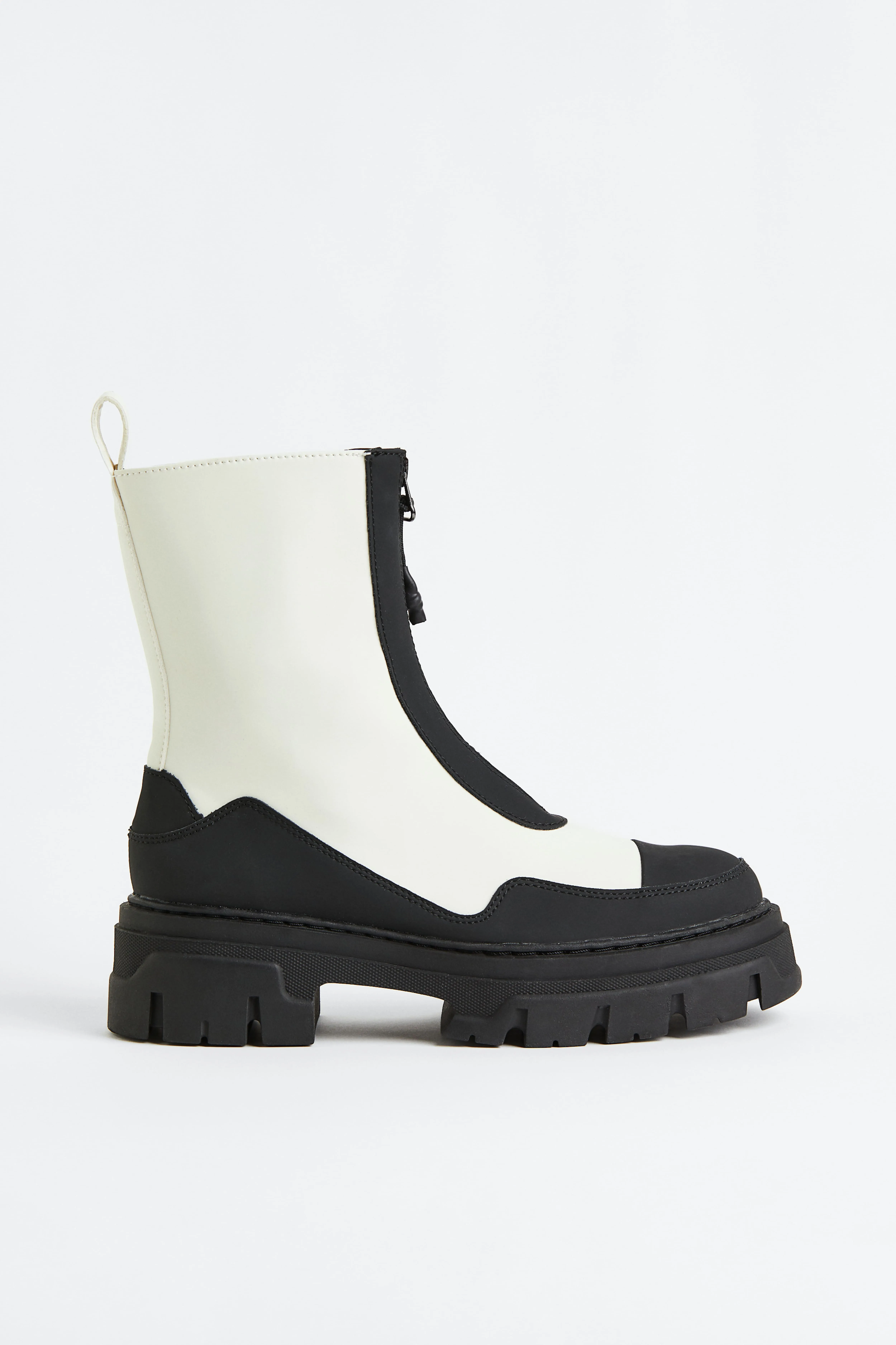 Chunky zip-front boots - High heel - White/Black - Ladies | H&M GB