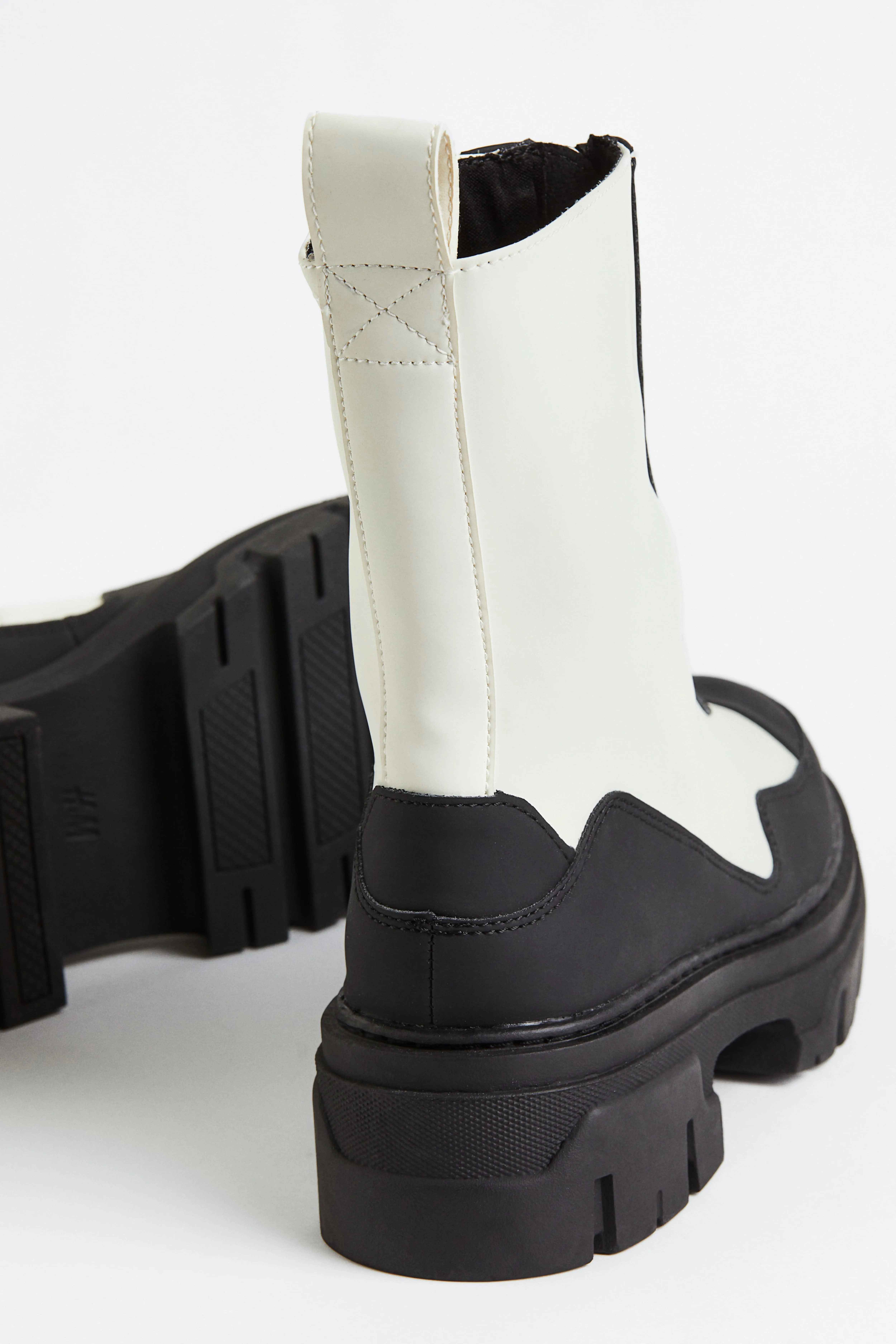 Chunky zip-front boots - High heel - White/Black - Ladies | H&M GB