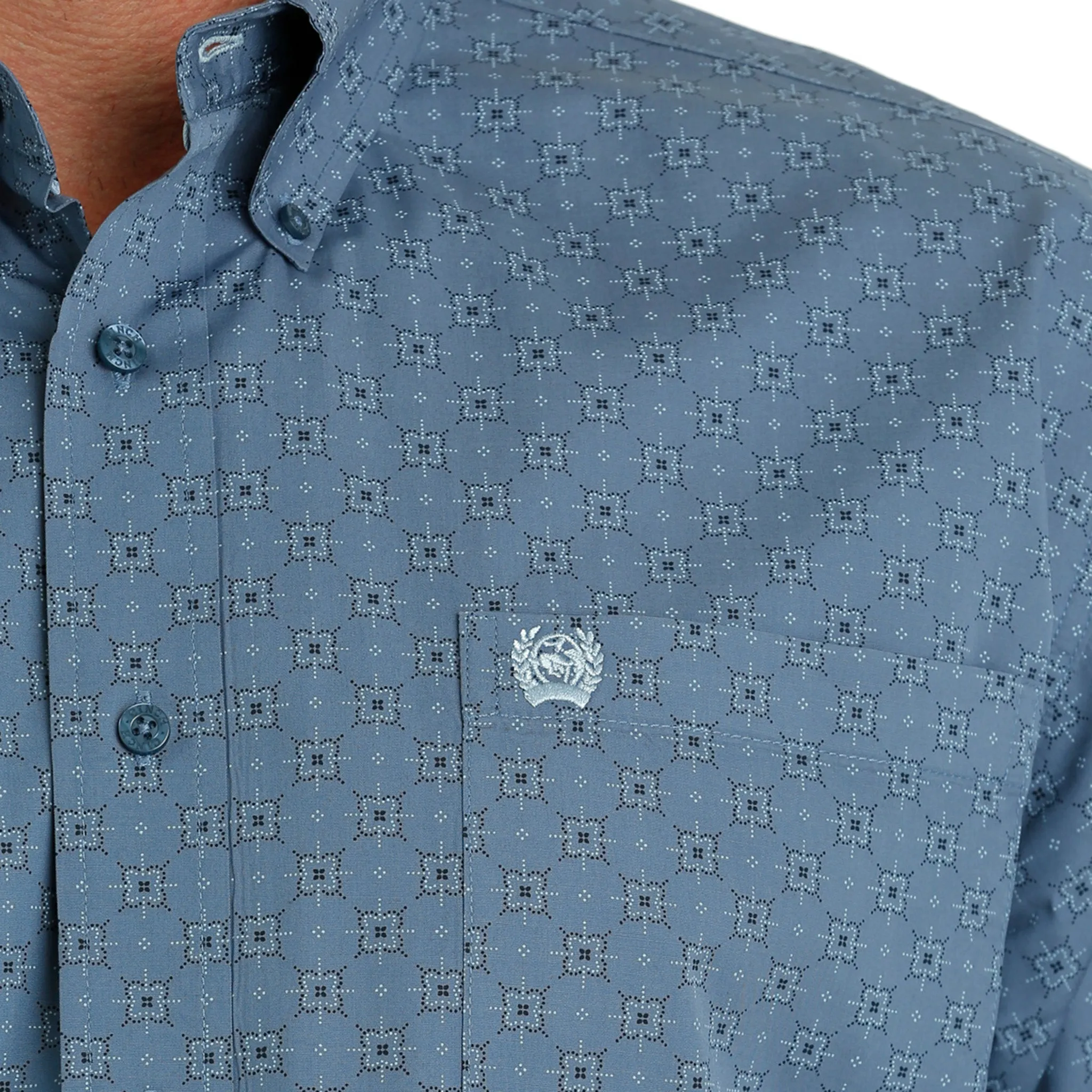 Cinch Dusty Blue Geo Print Shirt - Men's