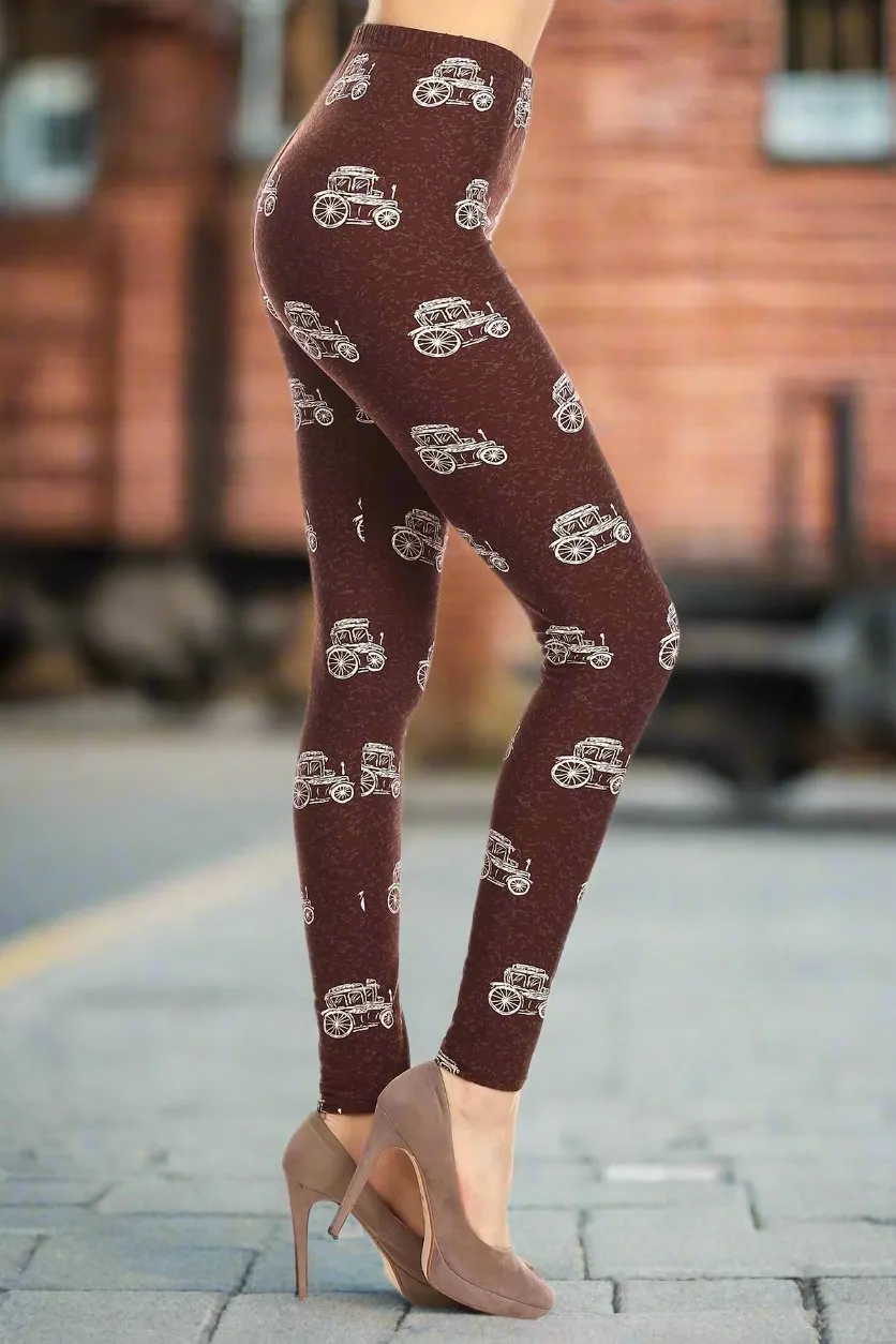 Classic Car Print Soft Leggings