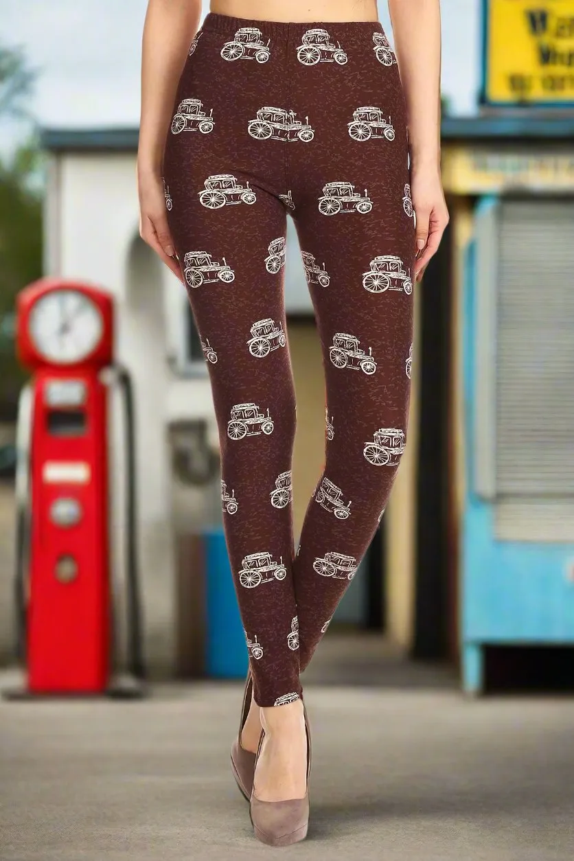 Classic Car Print Soft Leggings