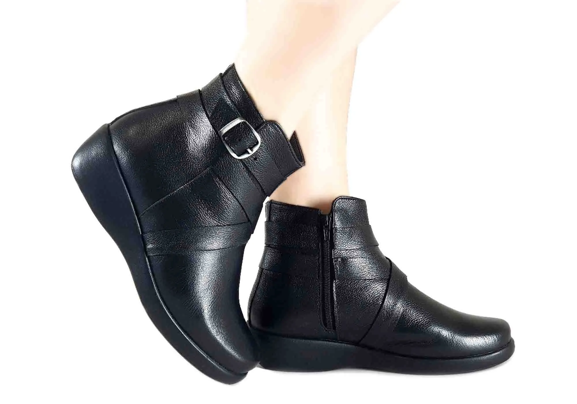 Comfortshoeco Laila Womens Leather Comfort Ankle Boots Made In Brazil