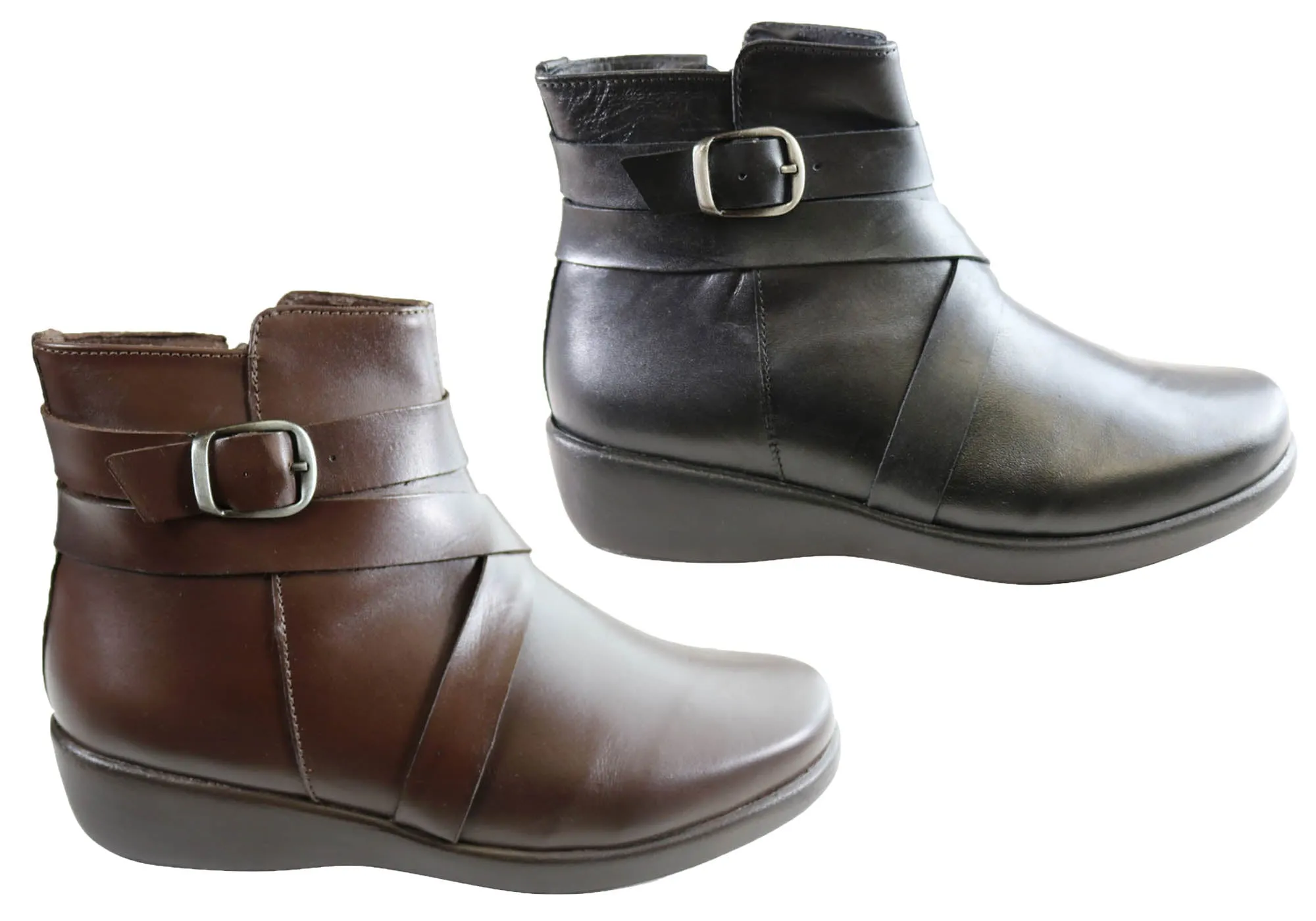 Comfortshoeco Laila Womens Leather Comfort Ankle Boots Made In Brazil