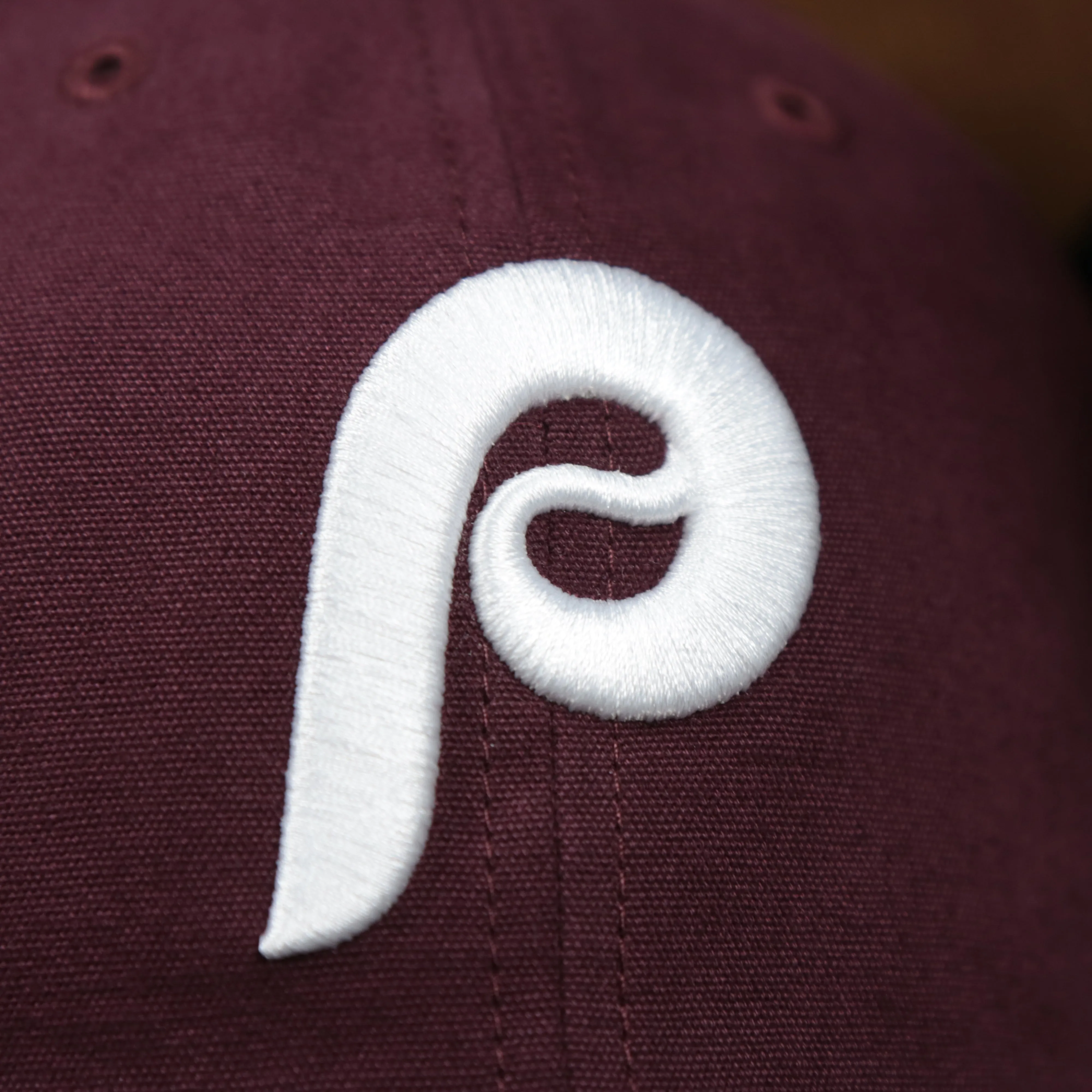 Cooperstown Philadelphia Phillies Collection Side Patch Leather Brown Undervisor Dad Hat, Maroon Dad Hat - Top Google SEO Result