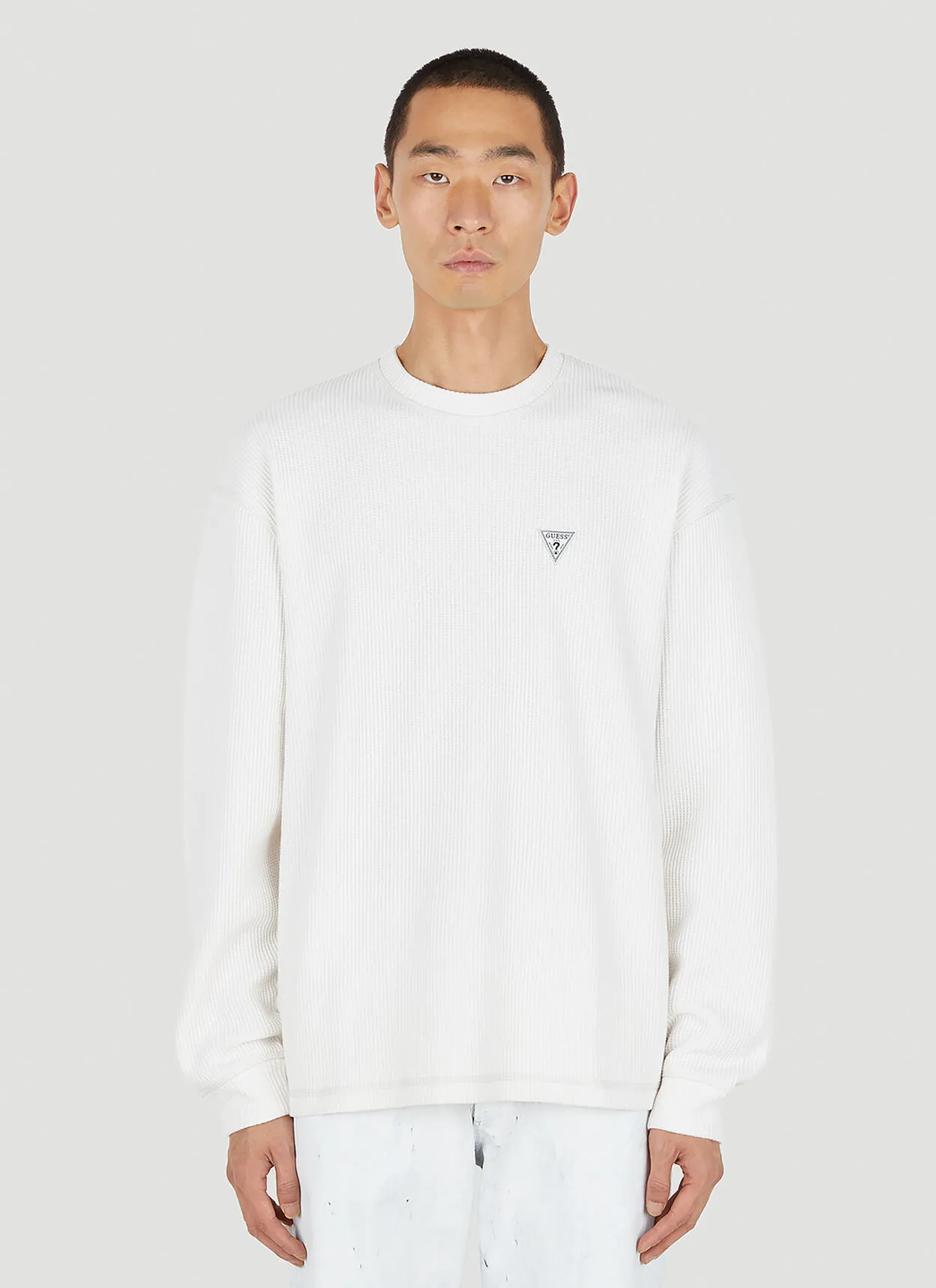 Cotton Long Sleeve T-shirt with Logo | Guess