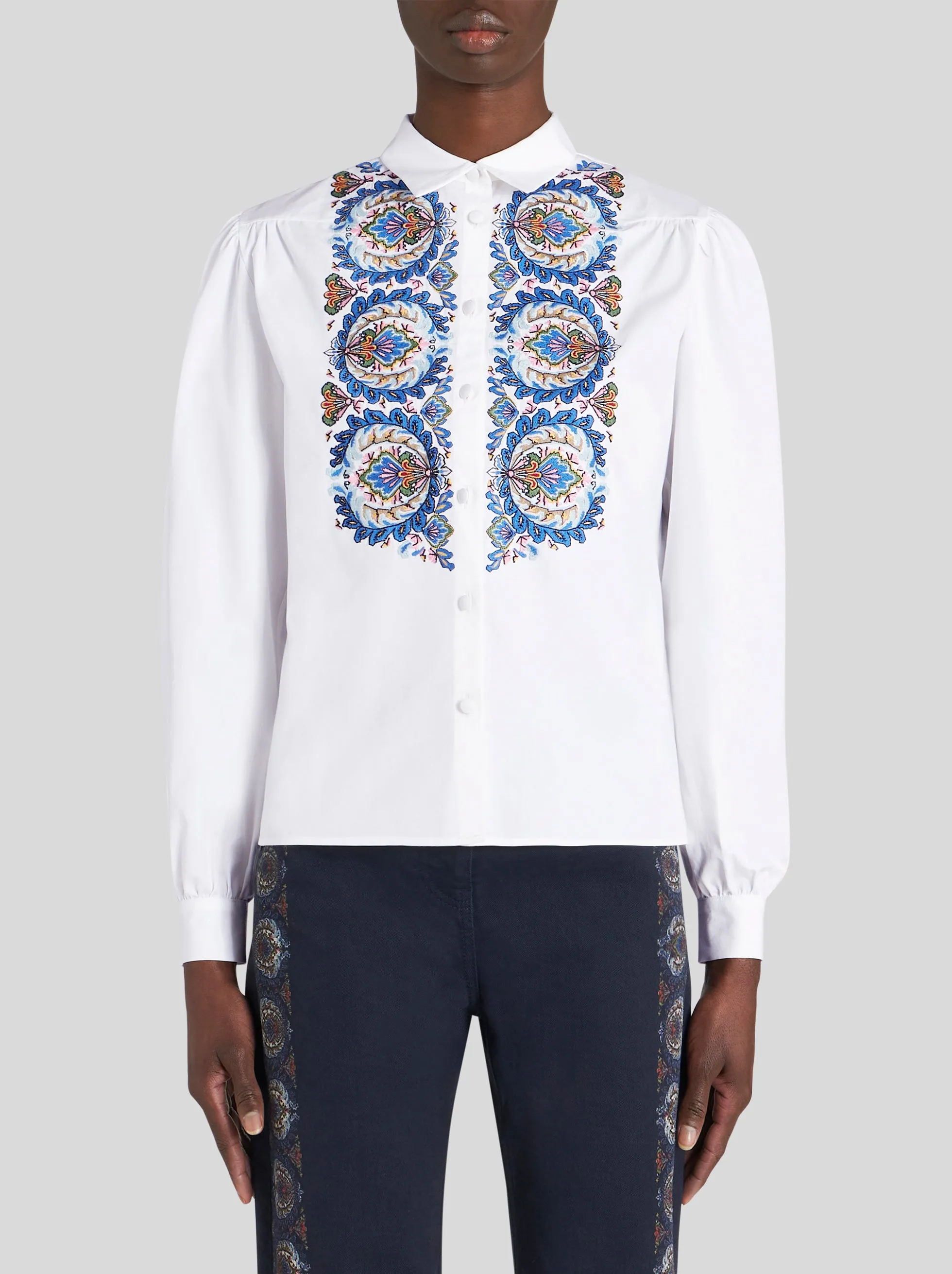 Cotton Paisley Embroidered Blouse