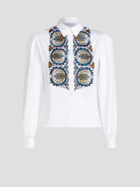 Cotton Paisley Embroidered Blouse