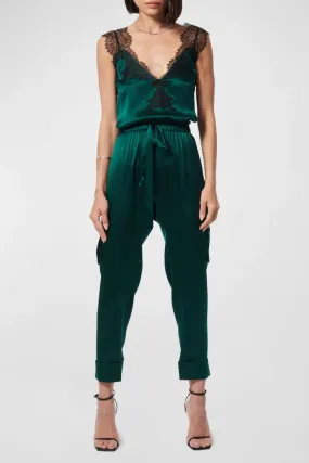 Cropped Silk Cargo Pants