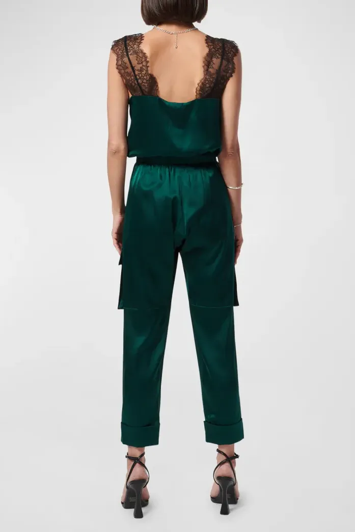 Cropped Silk Cargo Pants