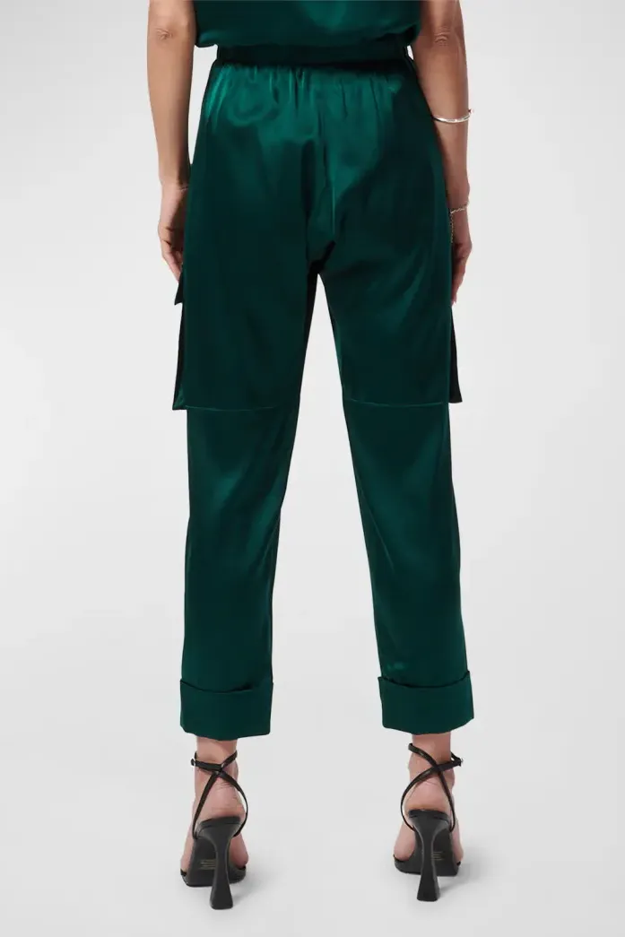 Cropped Silk Cargo Pants