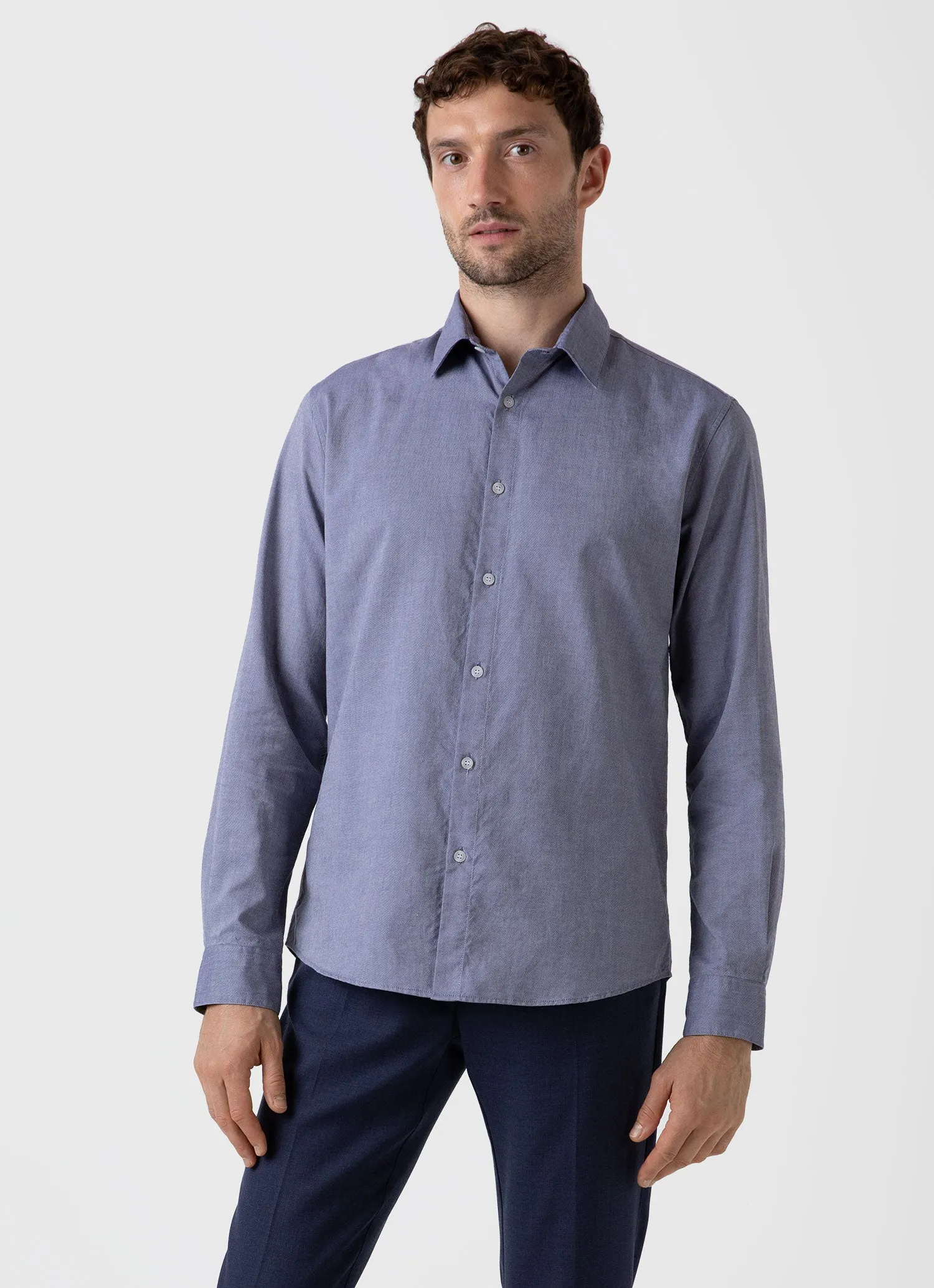 Dark Blue Oxford Shirt for Men.