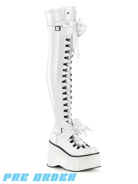 Demonia Kera 303 platform boots - white patent pre order