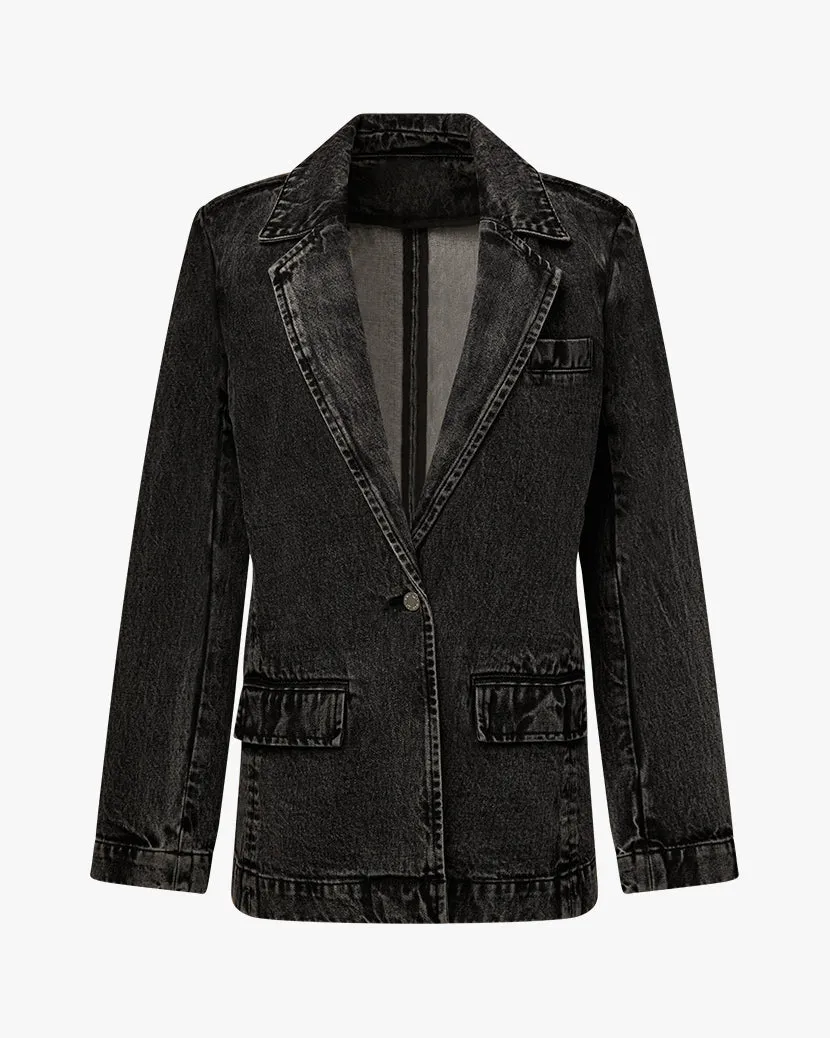 Denim Blazer | Black Acid Wash