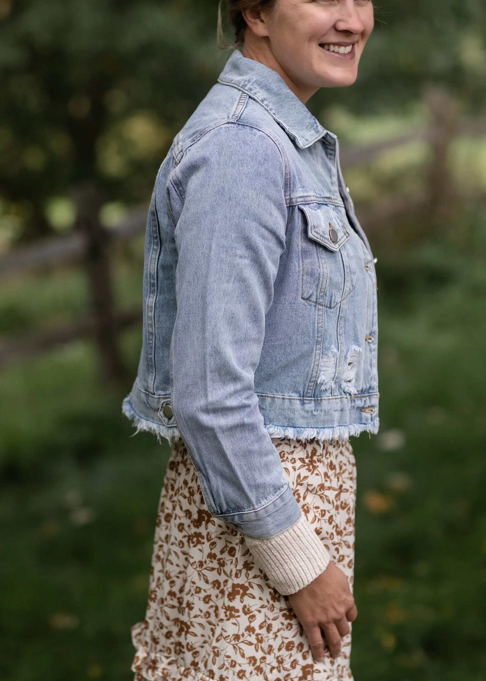 Distressed Light Wash Denim Jean Jacket - FINAL SALE