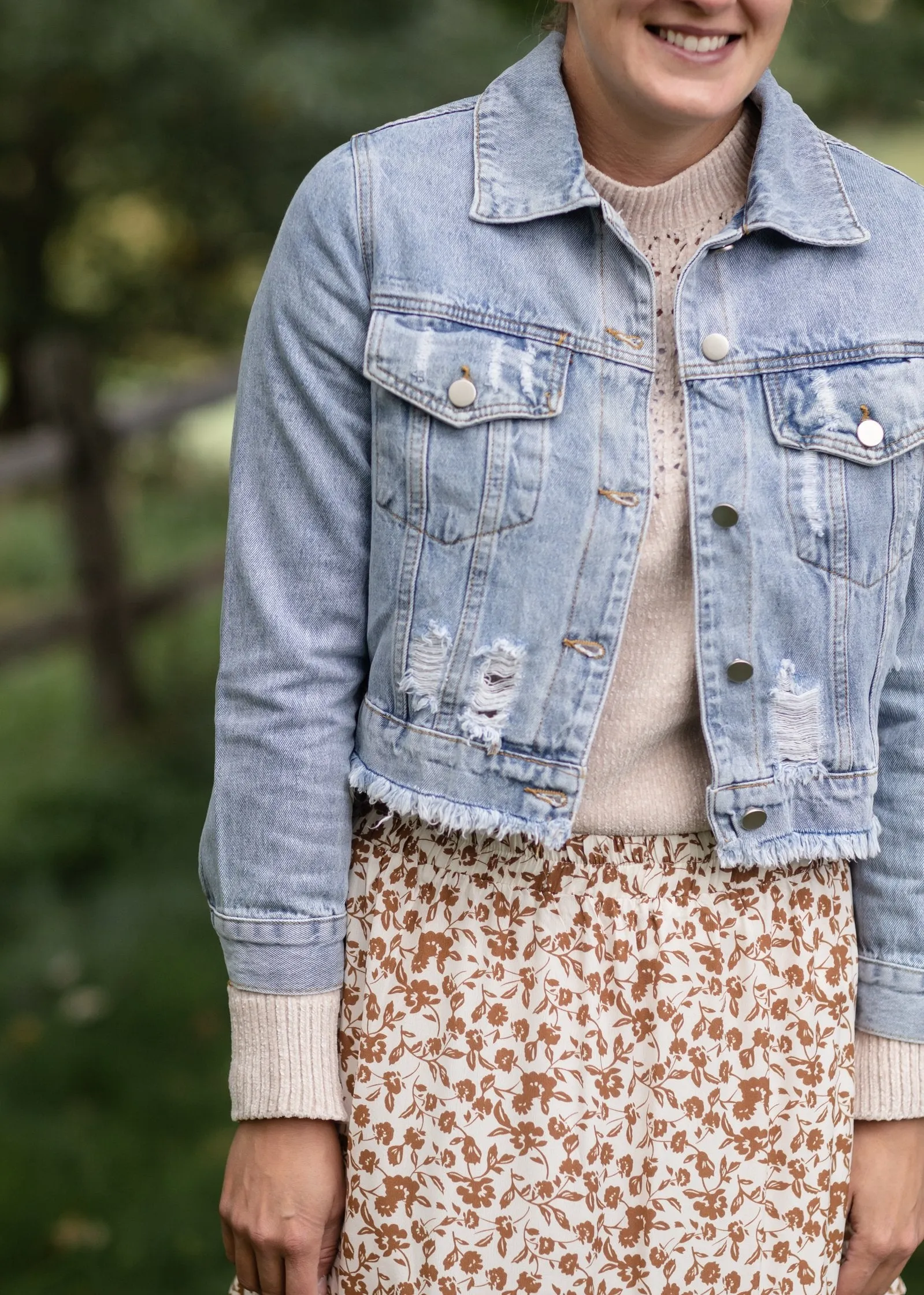 Distressed Light Wash Denim Jean Jacket - FINAL SALE