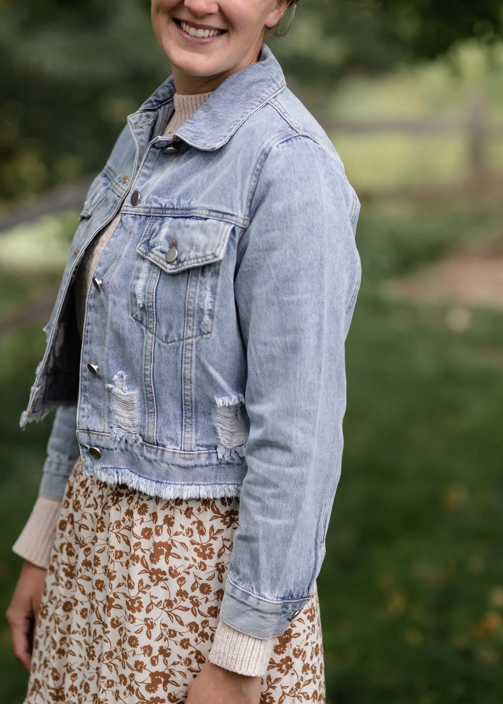 Distressed Light Wash Denim Jean Jacket - FINAL SALE