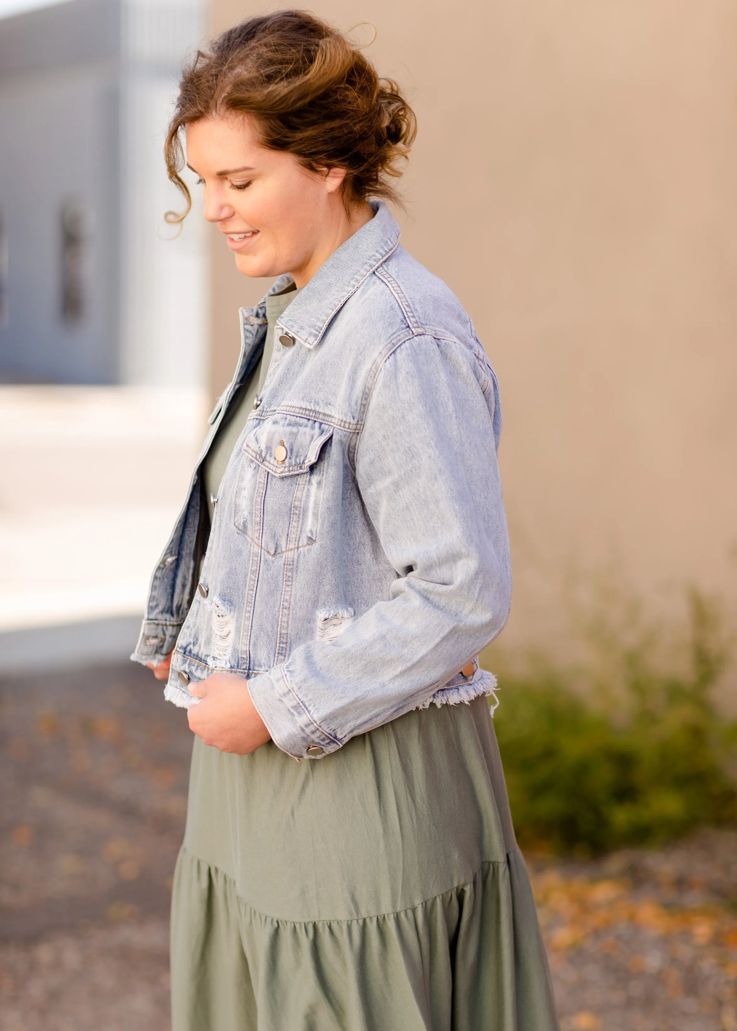 Distressed Light Wash Denim Jean Jacket - FINAL SALE