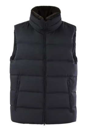 DOWN-FILLED WAISTCOAT WITH FUR INSERT