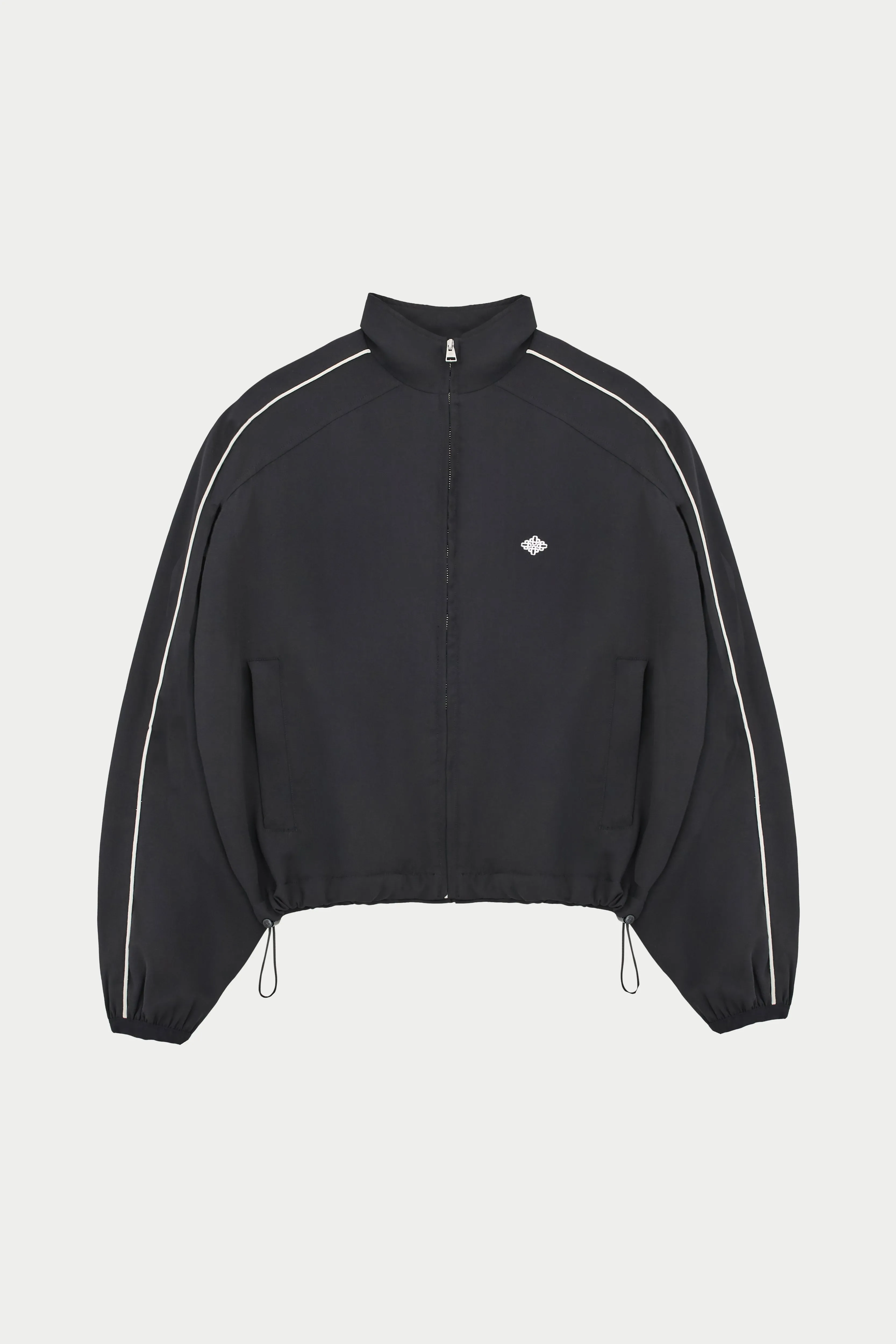 EMBLEM PIPED ZIP THROUGH JACKET - BLACK