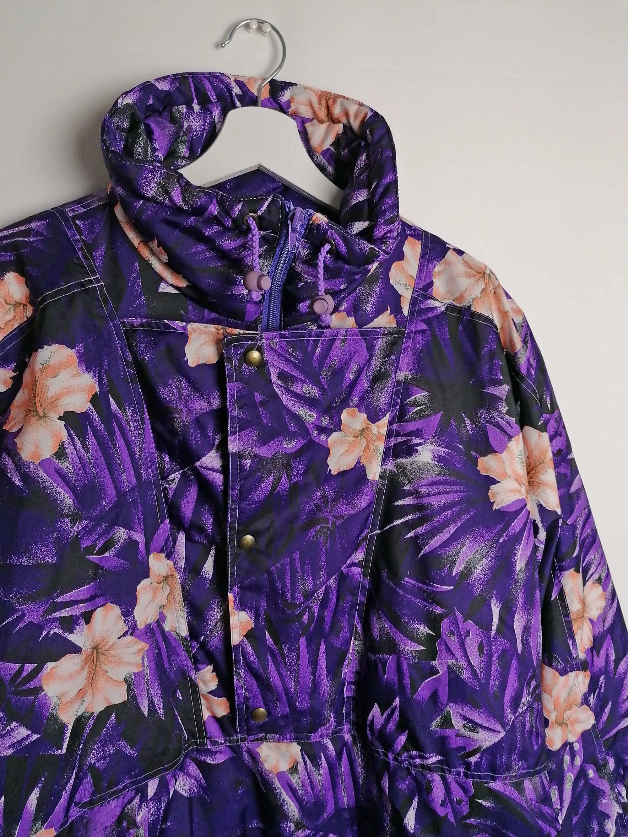 ETIREL 90s Flowers Print Winter Ski Anorak Puffer - size L-XL