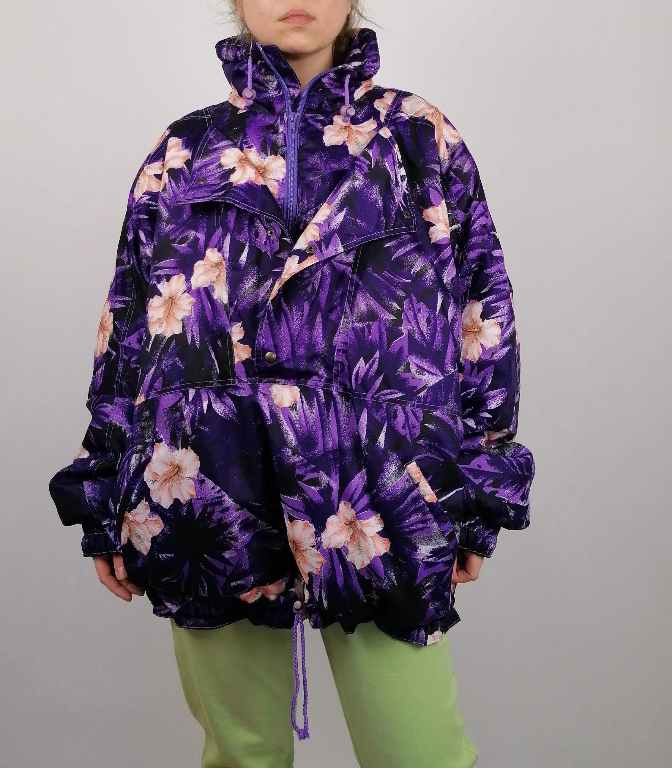 ETIREL 90s Flowers Print Winter Ski Anorak Puffer - size L-XL