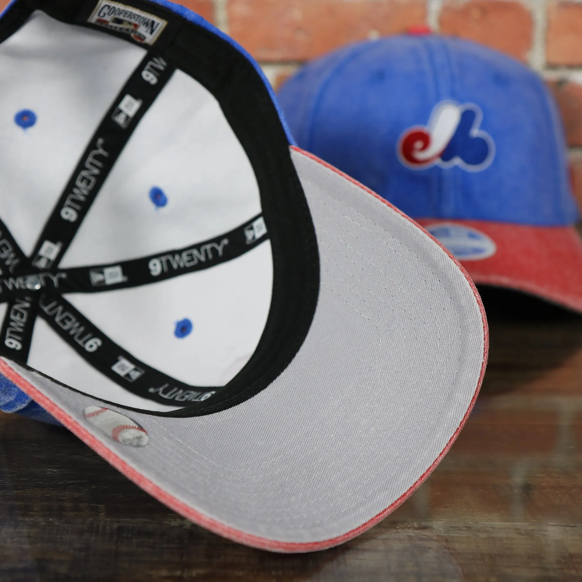 Expos distressed denim blue women's dad hat | adjustable baseball cap - Montreal