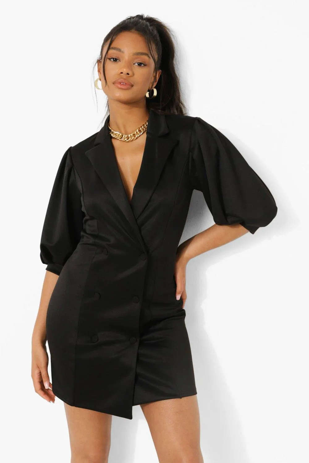 Extreme Puff Sleeve Blazer Dress