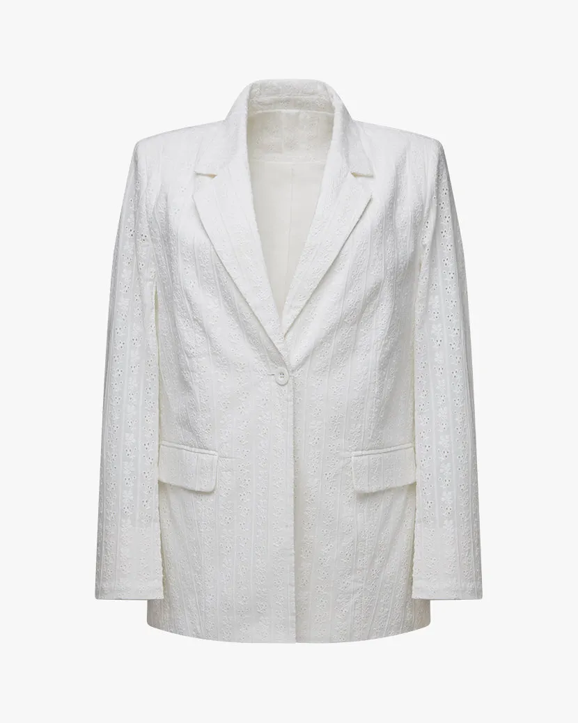 Eyelet Blazer | White