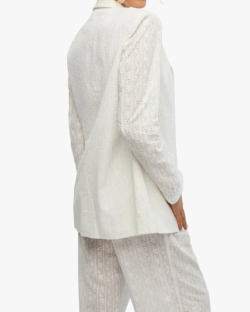 Eyelet Blazer | White