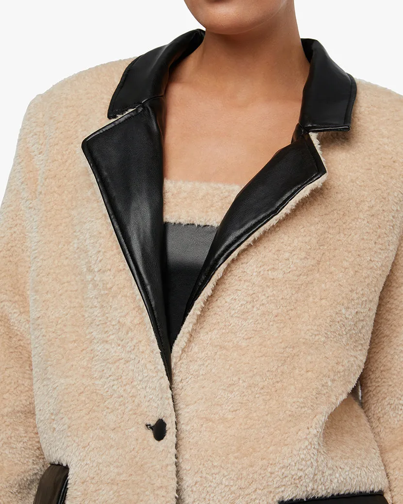 Faux Fur Blazer | Ivory x Black