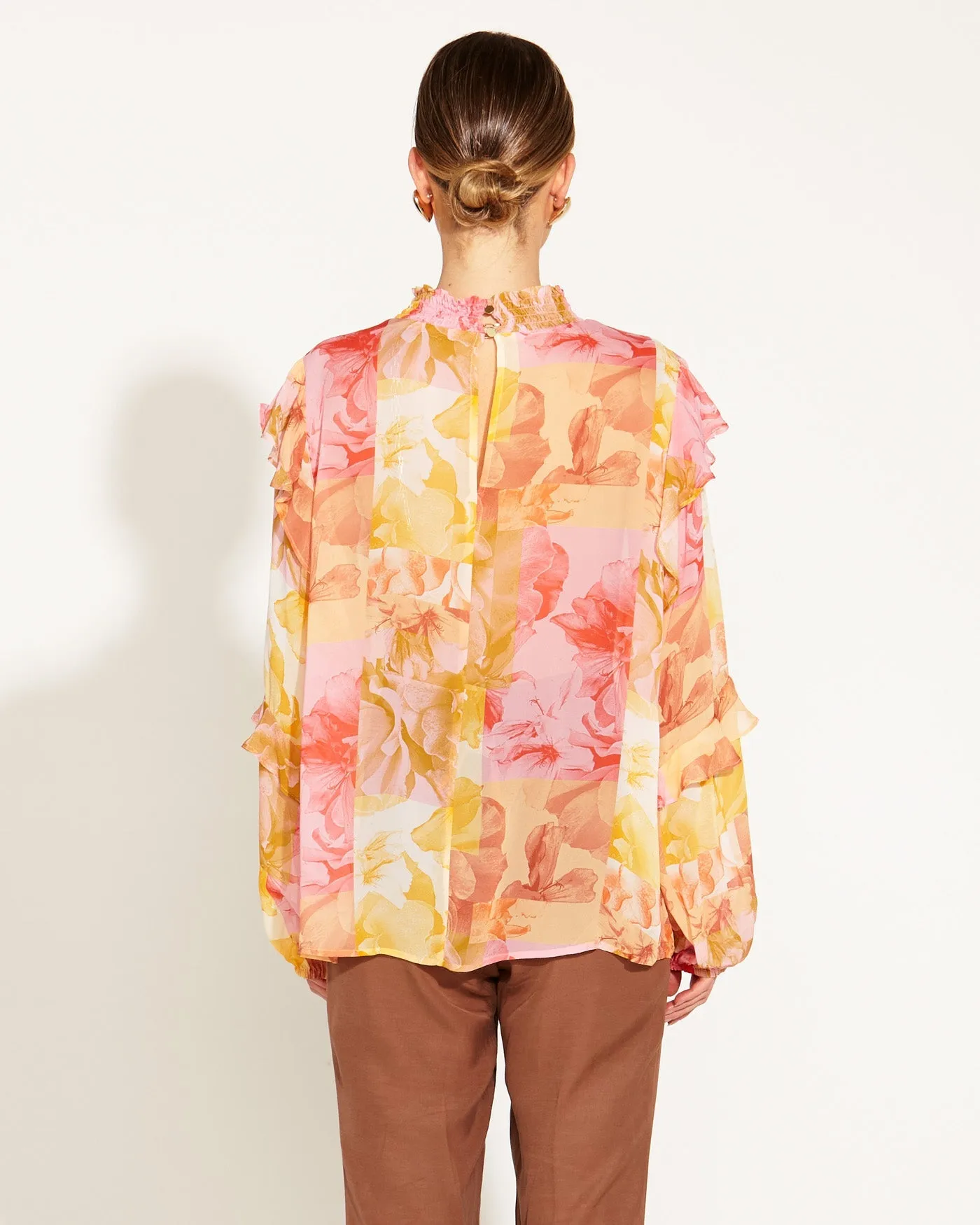 FB Earthly Long Sleeve Sheer Blouse - Paradise Floral