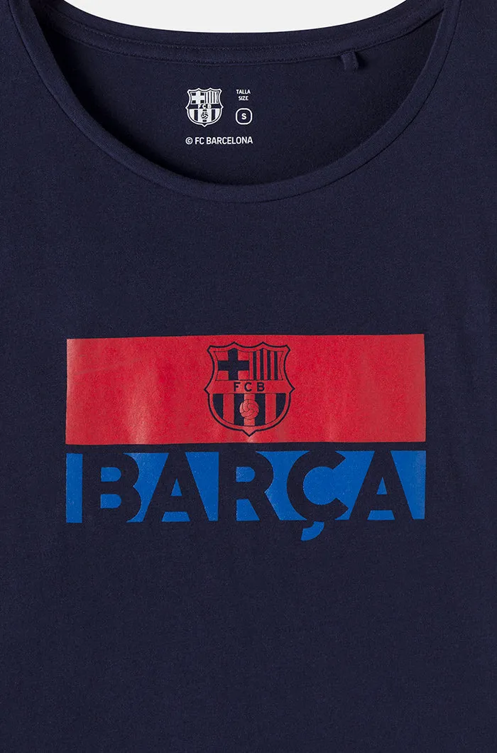 FC Barcelona shirt - Marine blue with team crest and logo.