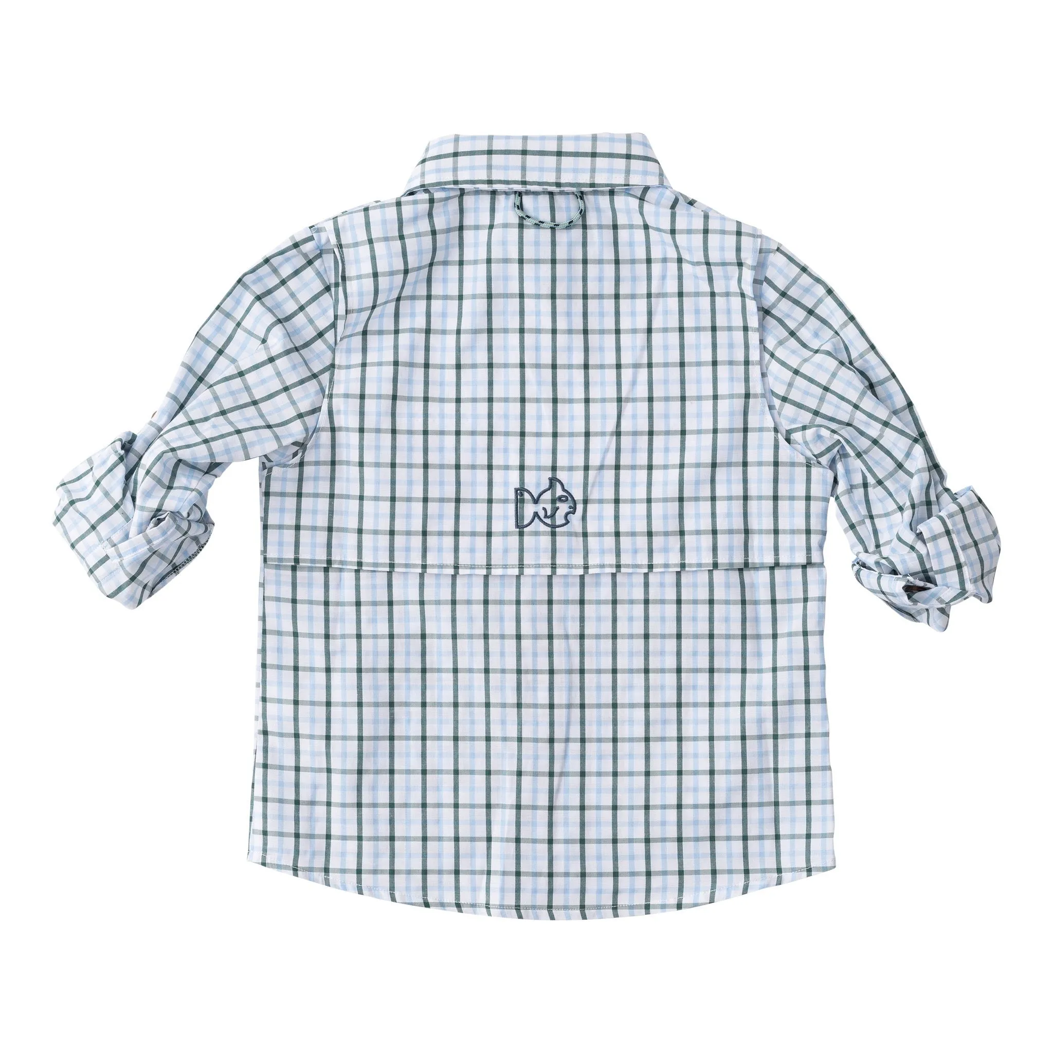 Founders Fishing Shirt, Green and Blue Windowpane