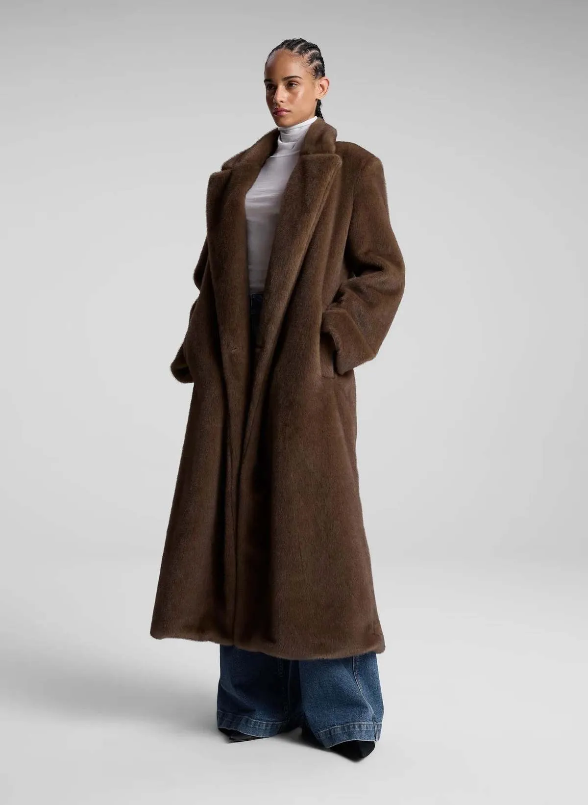 Franklin Faux Fur Coat - Brown