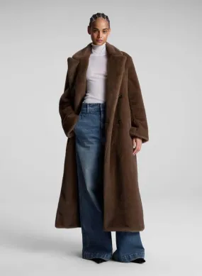 Franklin Faux Fur Coat - Brown