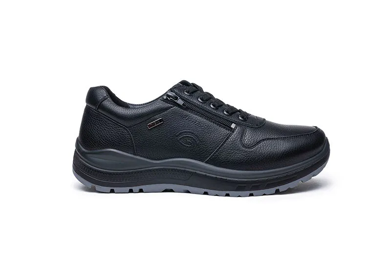 G-Comfort Men's Wide Black Leather Water Repellent Shoes with Laces - R1282S