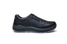 G-Comfort Men's Wide Black Leather Water Repellent Shoes with Laces - R1282S