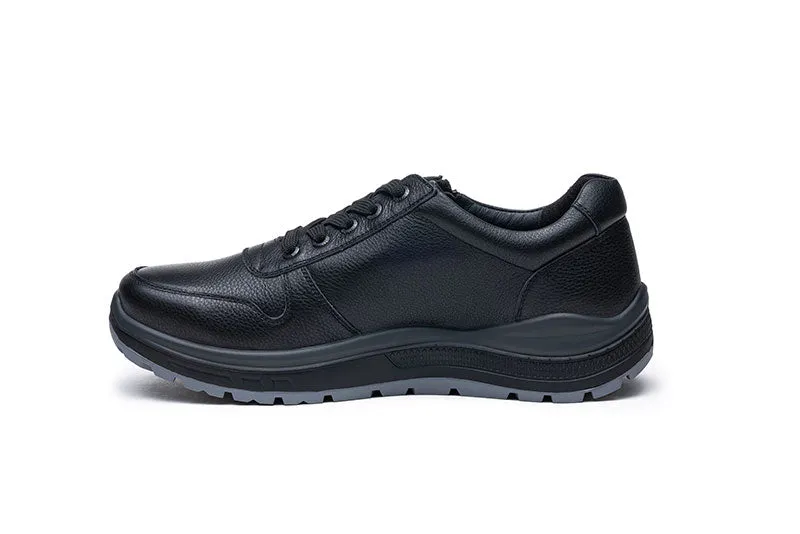 G-Comfort Men's Wide Black Leather Water Repellent Shoes with Laces - R1282S