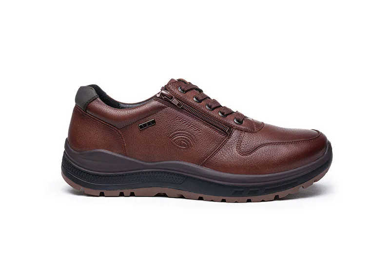 G-Comfort Men's Wide Cognac Leather Shoes - Water Repellent, Laced [Result]