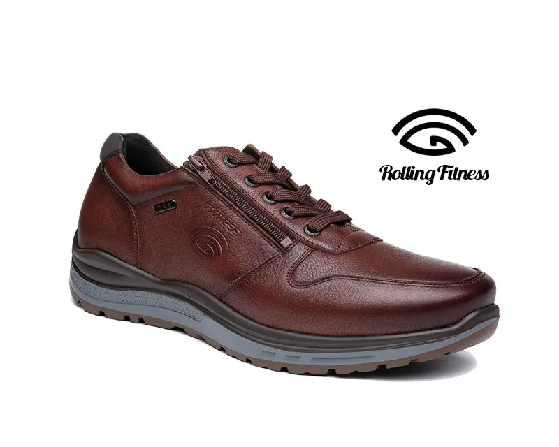 G-Comfort Men's Wide Cognac Leather Shoes - Water Repellent, Laced [Result]